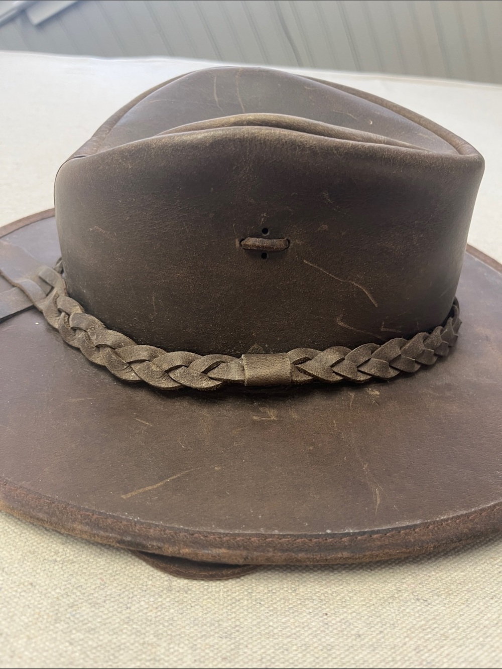 Down Under Australia Brown Leather Outback Cowboy Hat Size Small - Picture 4 of 16
